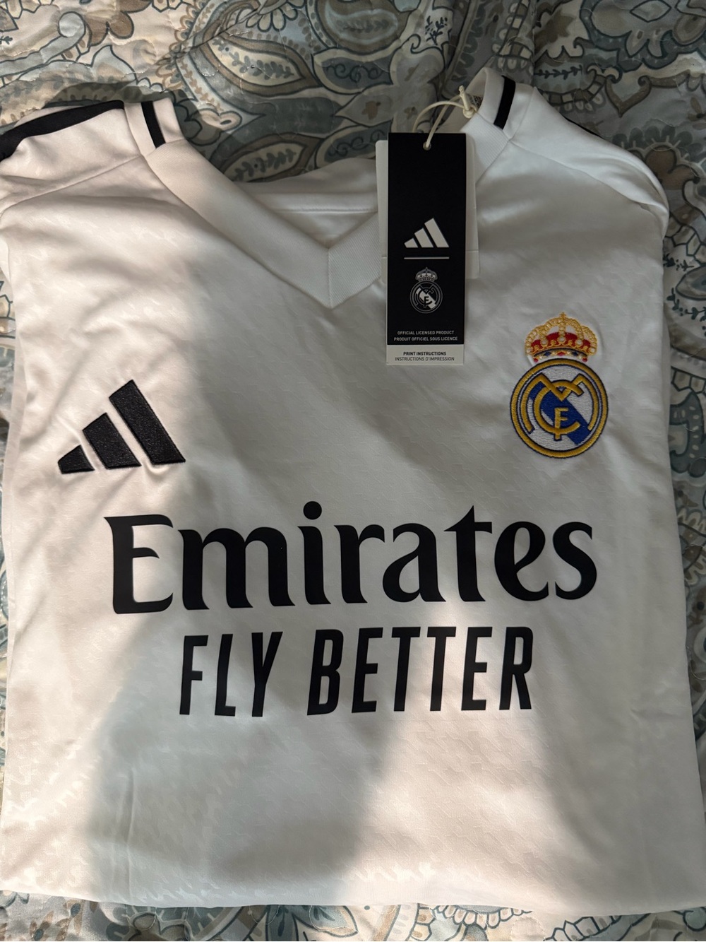 adidas White Real Madrid Kids Jersey with Black Accents